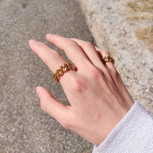 Hand Made Gold Plated Stainless Steel Chain Ring